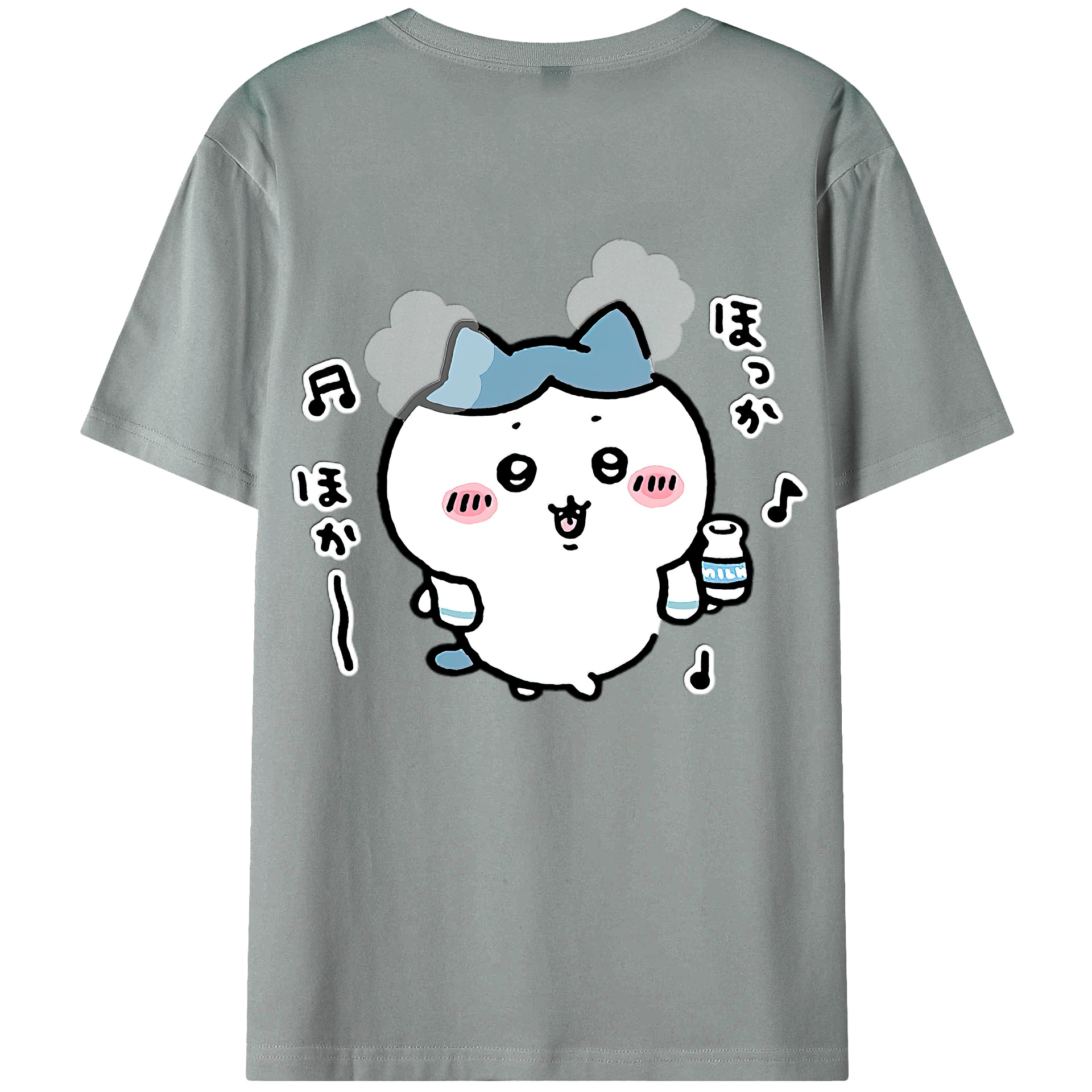 （画像用） ちいかわ ハチワレ Chii-kawa hachiware 綿100％ メンズ半袖Tシャツ（バックプリント） 通気性